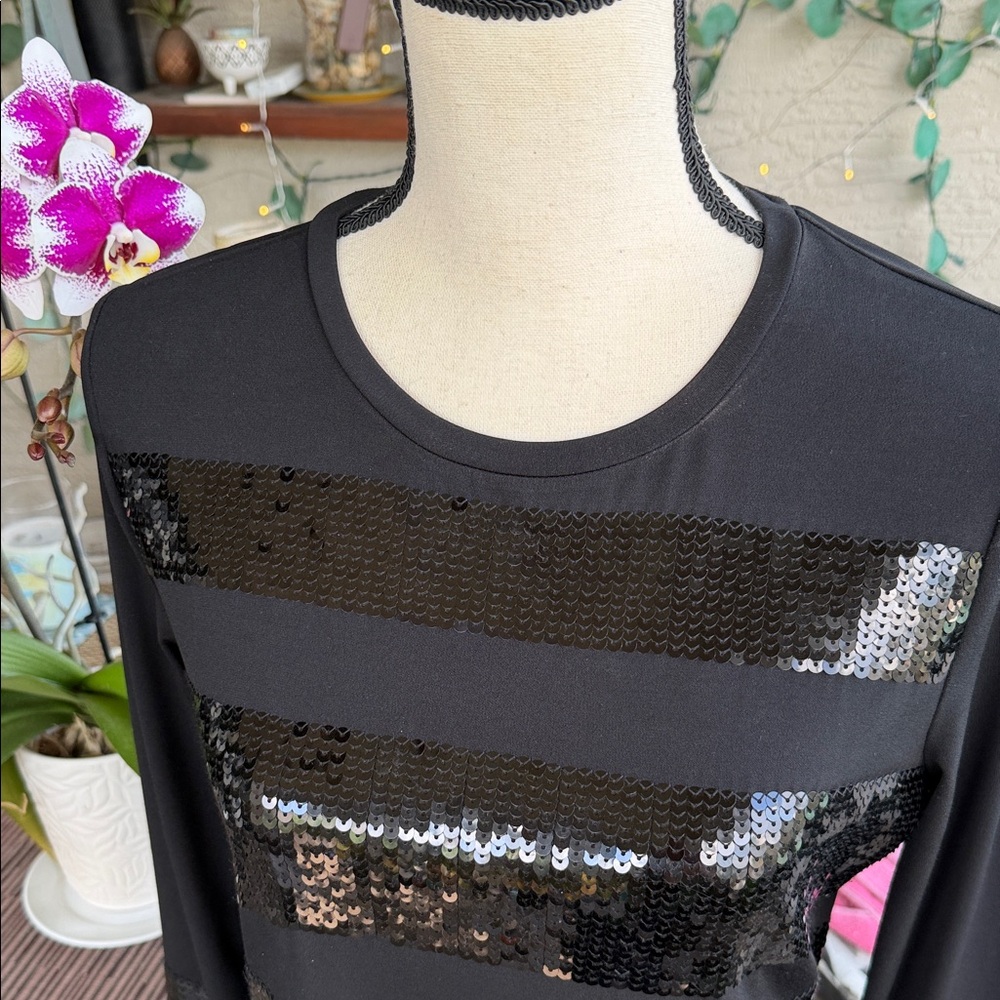 Michael Kors Black Sequin 3/4 Sleeves Dress - Picture 7 of 8